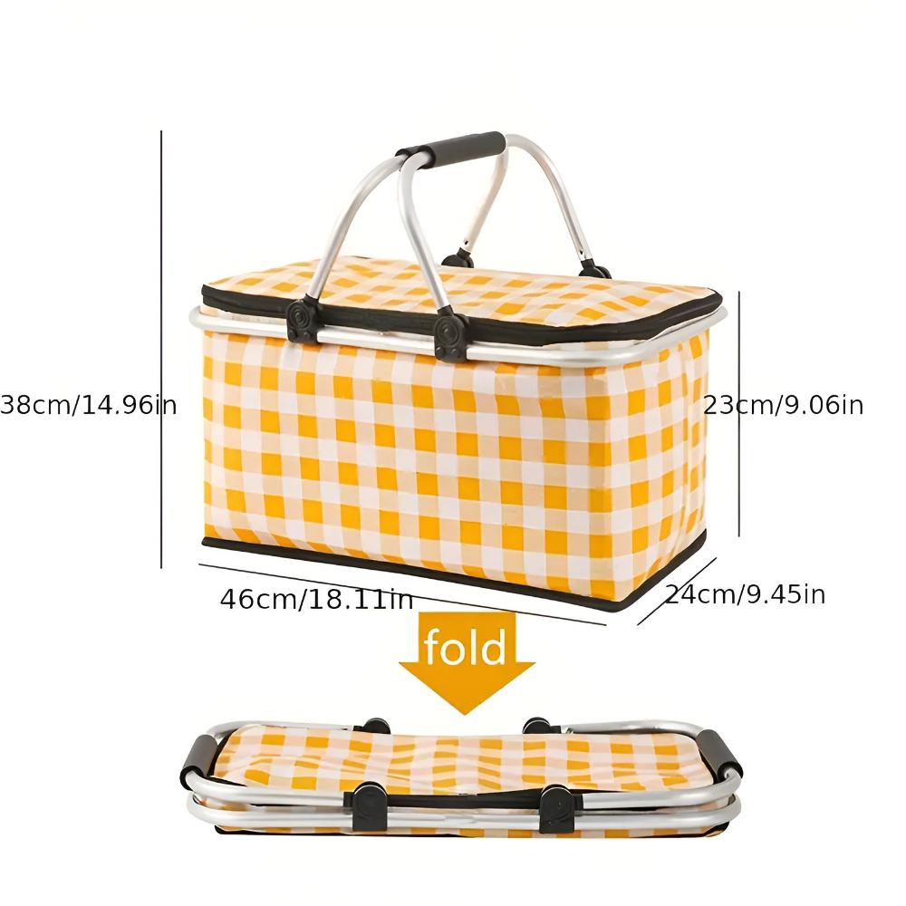 Checkered | Insulated Picnic Basket – Foldable & Spacious 22L Capacity