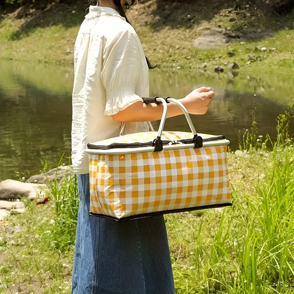 Checkered | Insulated Picnic Basket – Foldable & Spacious 22L Capacity