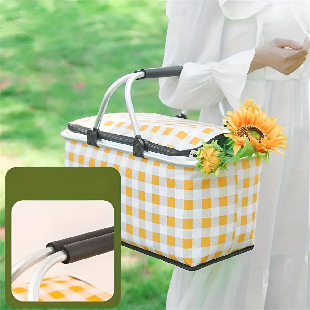 Checkered | Insulated Picnic Basket – Foldable & Spacious 22L Capacity