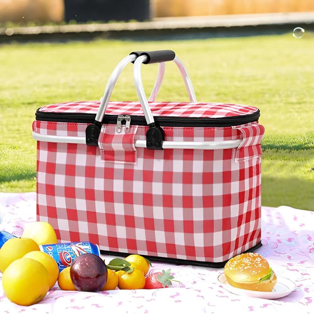Checkered | Insulated Picnic Basket – Foldable & Spacious 22L Capacity