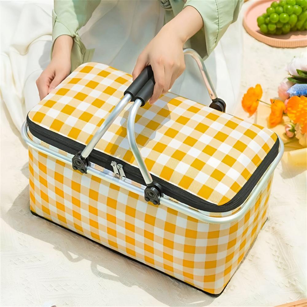 Checkered | Insulated Picnic Basket – Foldable & Spacious 22L Capacity
