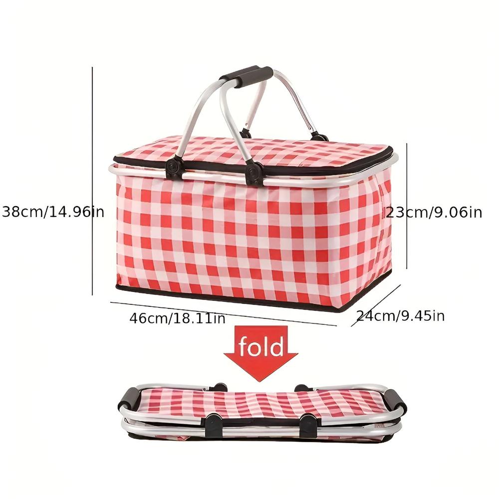 Checkered | Insulated Picnic Basket – Foldable & Spacious 22L Capacity
