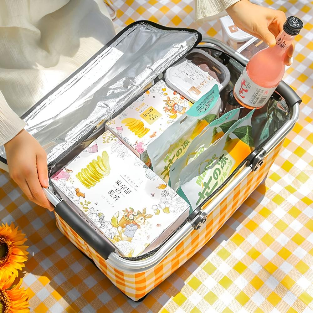 Checkered | Insulated Picnic Basket – Foldable & Spacious 22L Capacity