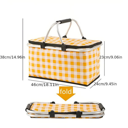 Checkered | Insulated Picnic Basket – Foldable & Spacious 22L Capacity 10