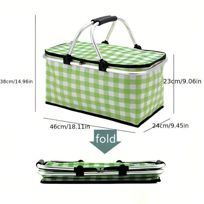 Checkered | Insulated Picnic Basket – Foldable & Spacious 22L Capacity 11