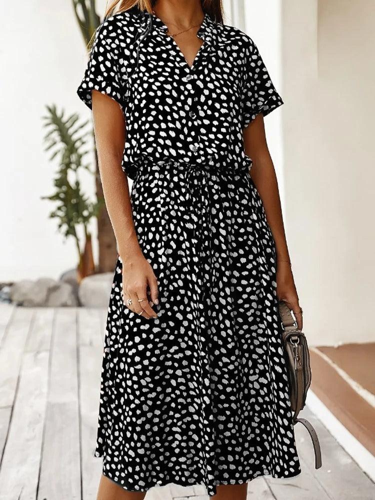 CheerfulPrint | Midi Dress – Lightweight Breathable Fabric 1