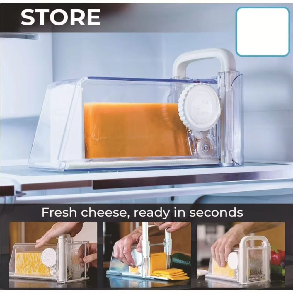 Cheese Slicer, Grater and Airtight Storage Set | Stainless Steel Blade and Fine Grater | Keeps Cheese Fresh for Days
