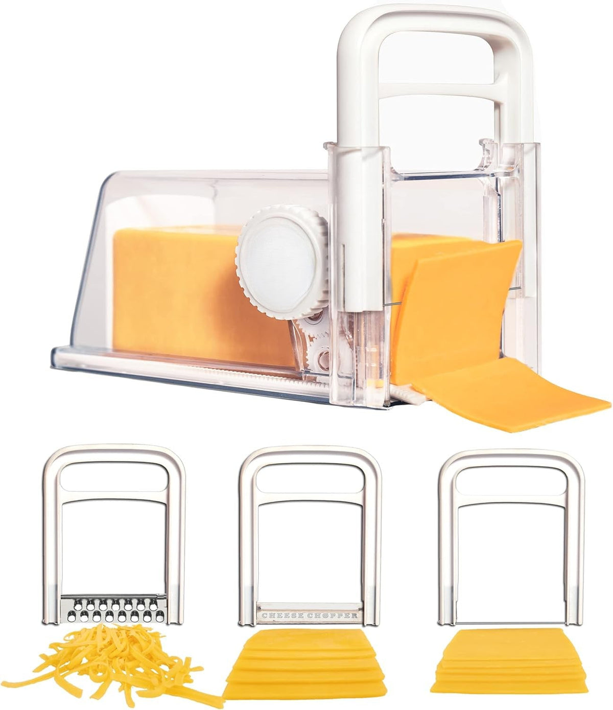 Cheese Slicer, Grater and Airtight Storage Set | Stainless Steel Blade and Fine Grater | Keeps Cheese Fresh for Days