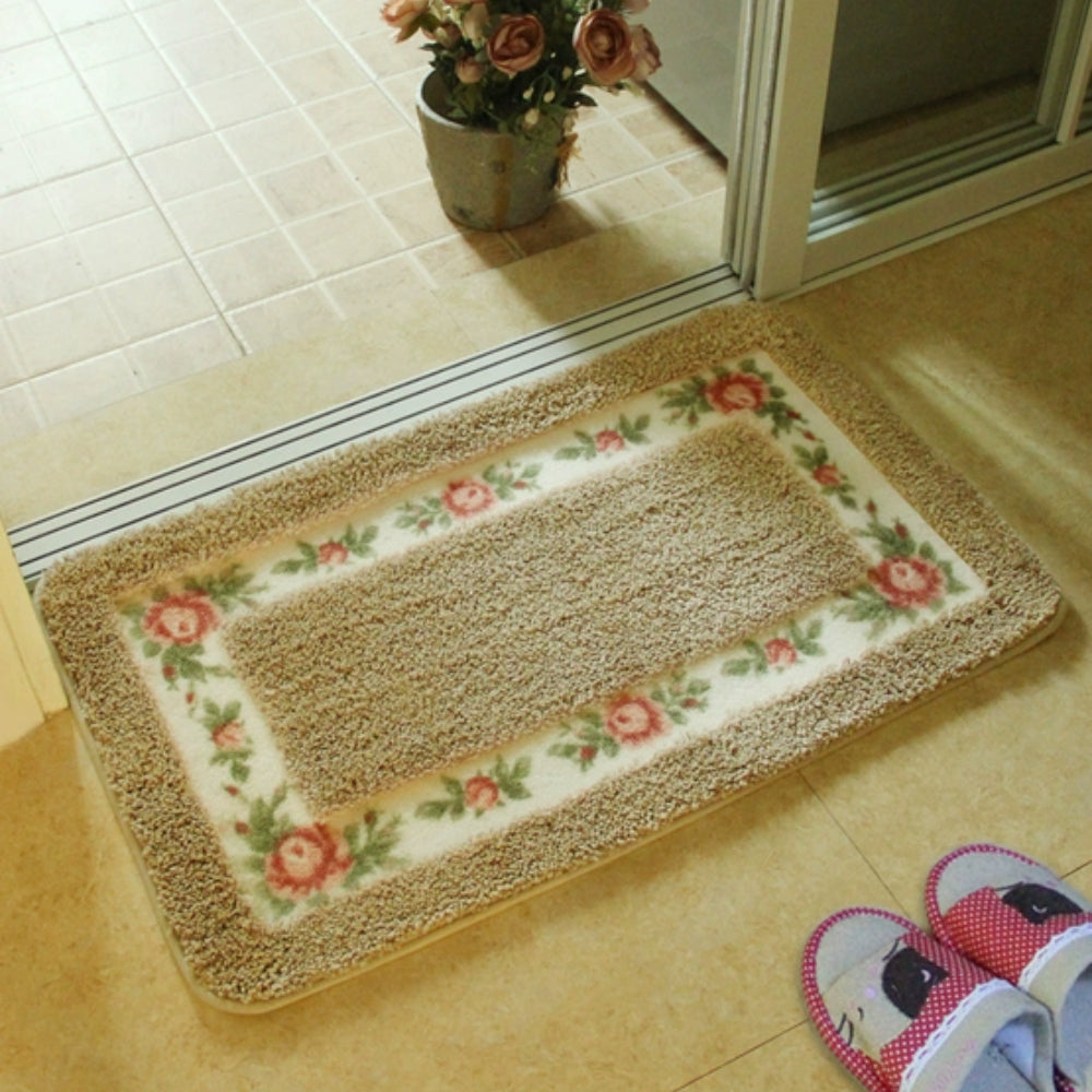 ChicHome | Non-Slip Bath Mat – Quick-Dry Microfiber Floral Design