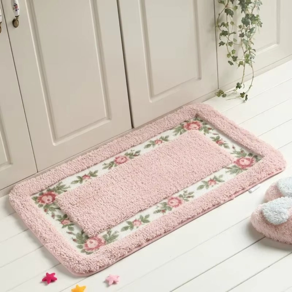 ChicHome | Non-Slip Bath Mat – Quick-Dry Microfiber Floral Design