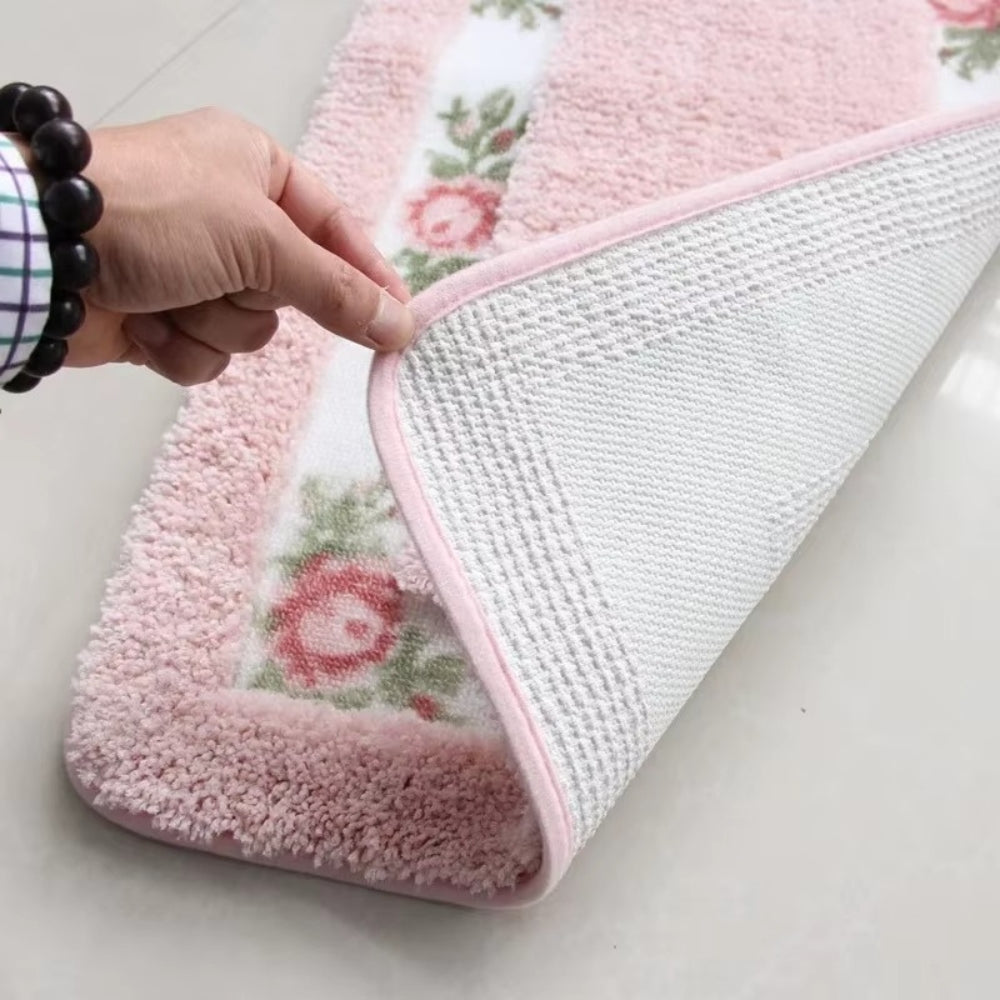 ChicHome | Non-Slip Bath Mat – Quick-Dry Microfiber Floral Design