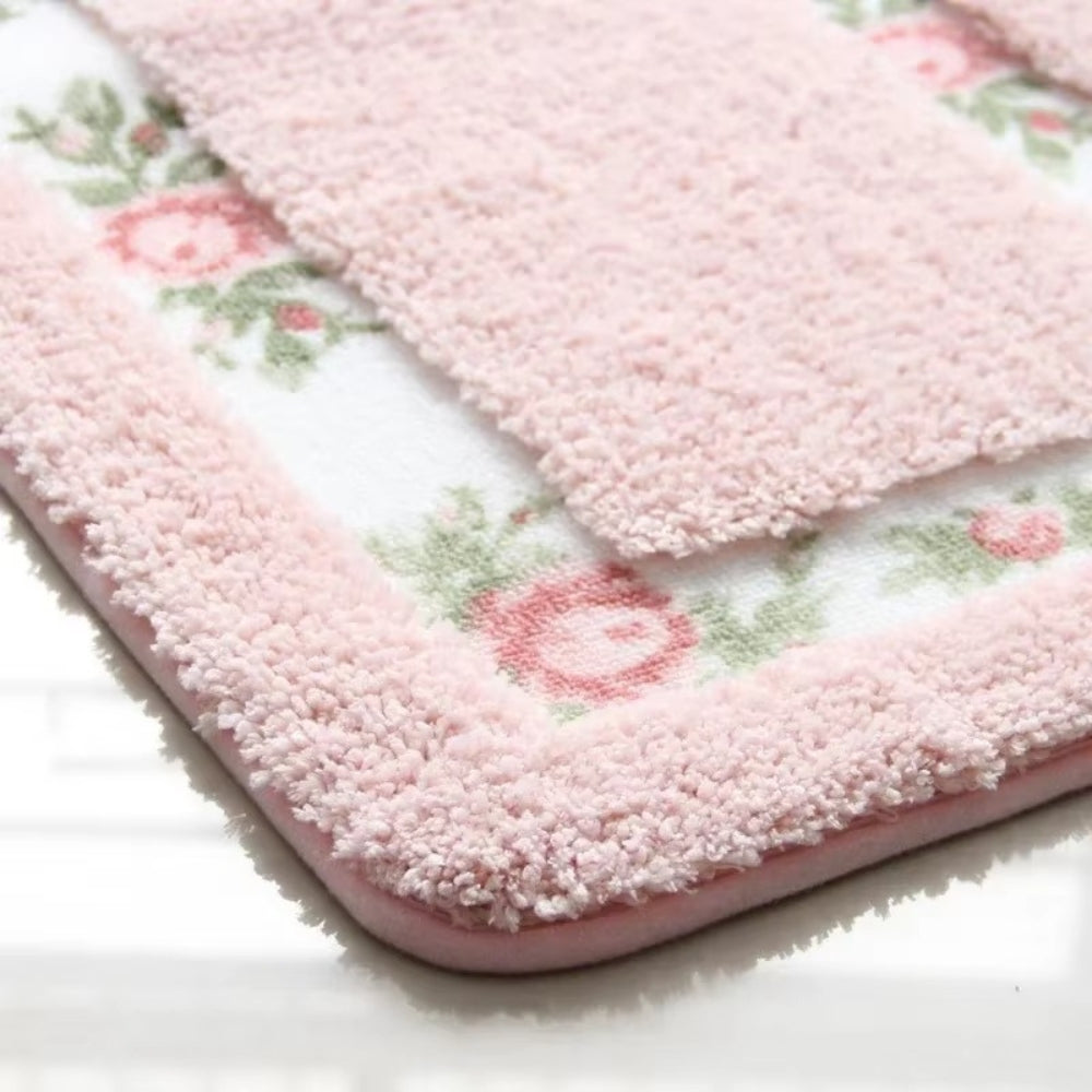 ChicHome | Non-Slip Bath Mat – Quick-Dry Microfiber Floral Design