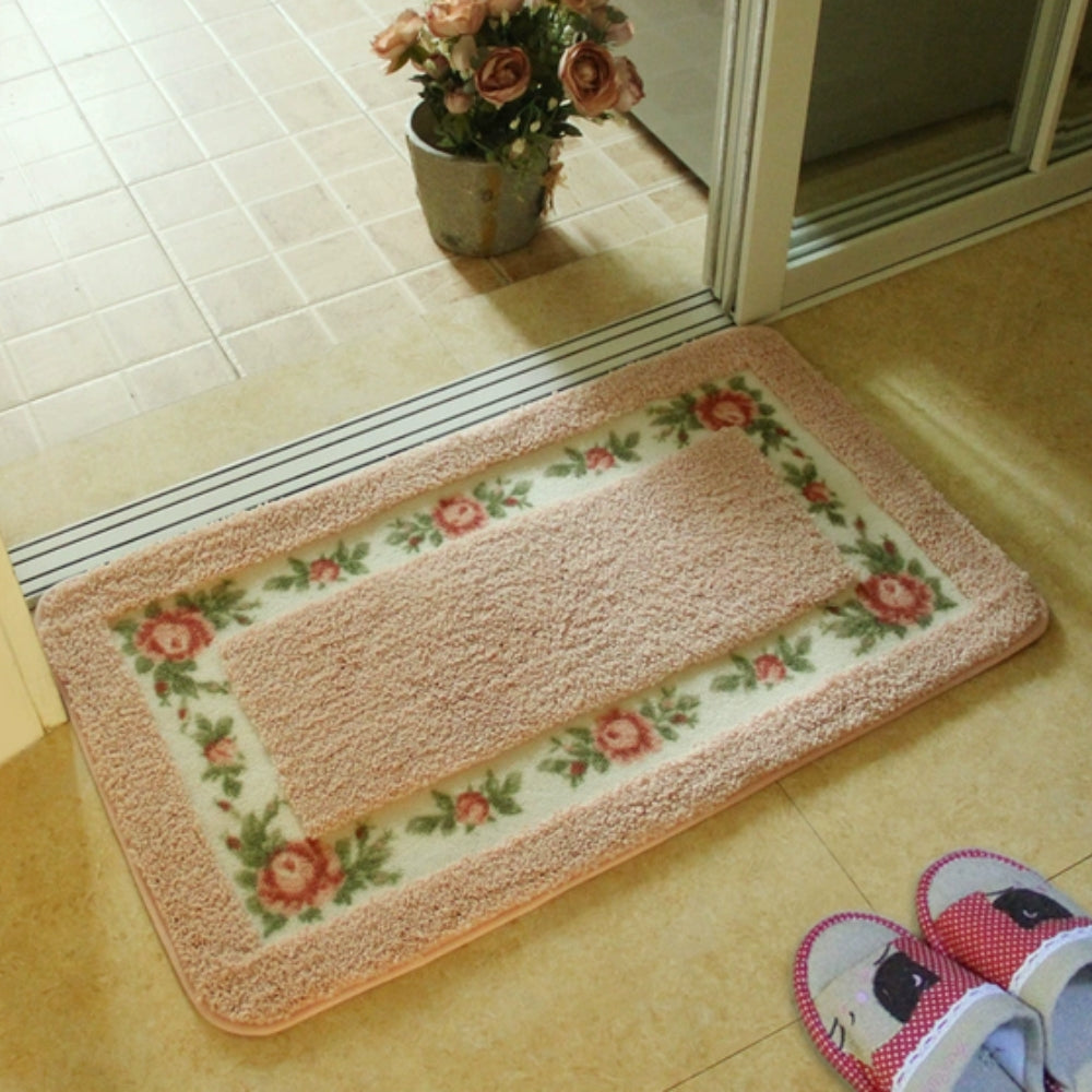 ChicHome | Non-Slip Bath Mat – Quick-Dry Microfiber Floral Design