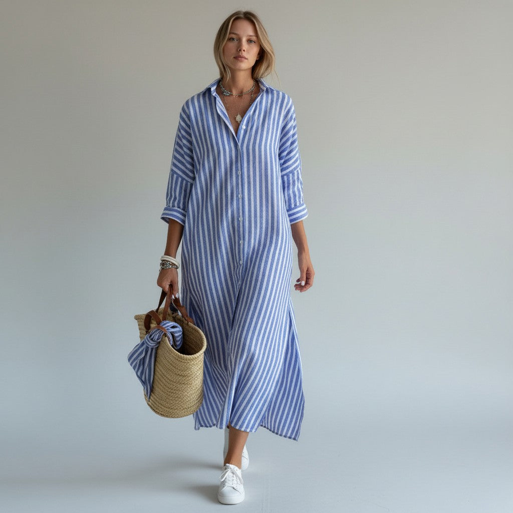 ChicStyle | Women's Dress - Loose-Fit Shirt with Asymmetrical Hem