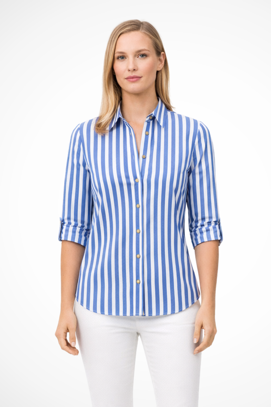 Chloe | Women's Blouse – Slim Fit Striped Long Sleeve Design 0