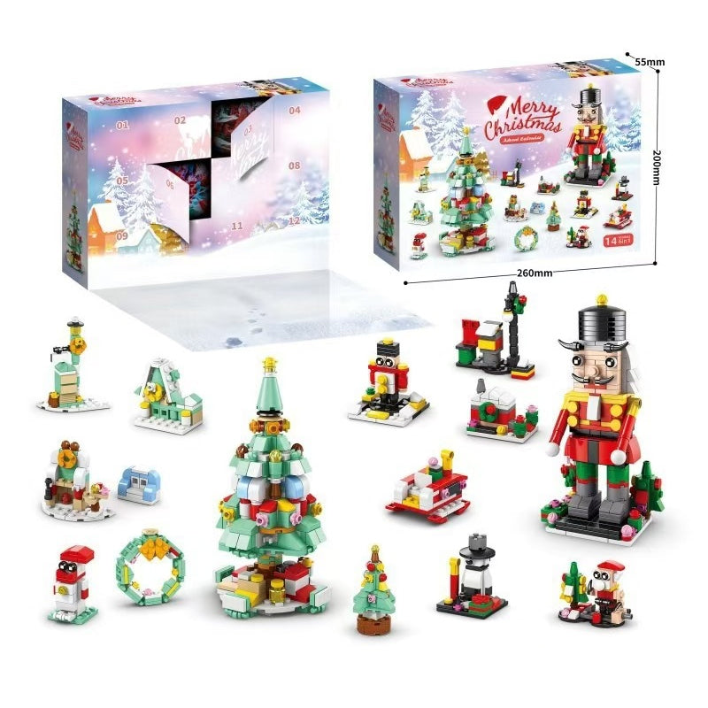 Christmas Advent Calendar Building Block Set | 24 Day Countdown with 24 Mini Block Builds | ABS Material, Includes Instructions