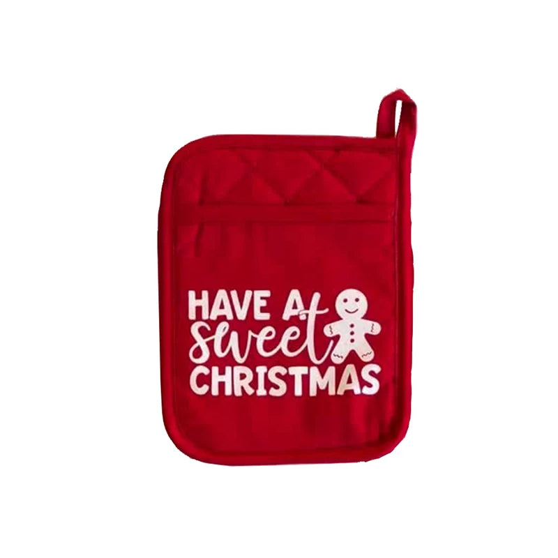 Christmas Pot Holder Set with Pockets | 6-Piece Heat Resistant Design with Hanging Loops | Festive Kitchen Decor & Gift Set