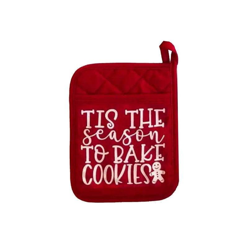 Christmas Pot Holder Set with Pockets | 6-Piece Heat Resistant Design with Hanging Loops | Festive Kitchen Decor & Gift Set