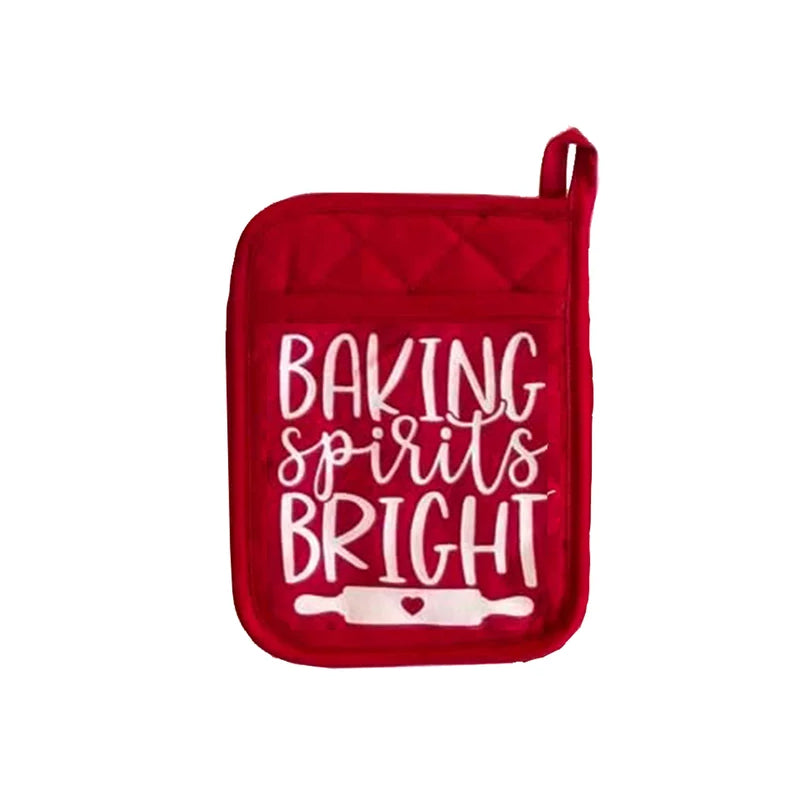 Christmas Pot Holder Set with Pockets | 6-Piece Heat Resistant Design with Hanging Loops | Festive Kitchen Decor & Gift Set