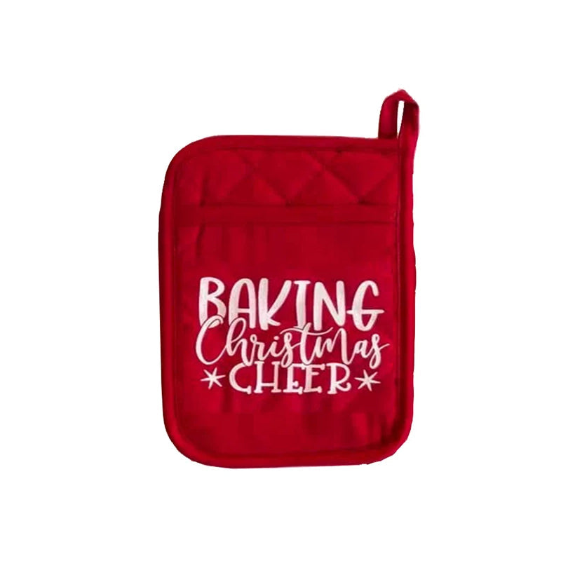 Christmas Pot Holder Set with Pockets | 6-Piece Heat Resistant Design with Hanging Loops | Festive Kitchen Decor & Gift Set