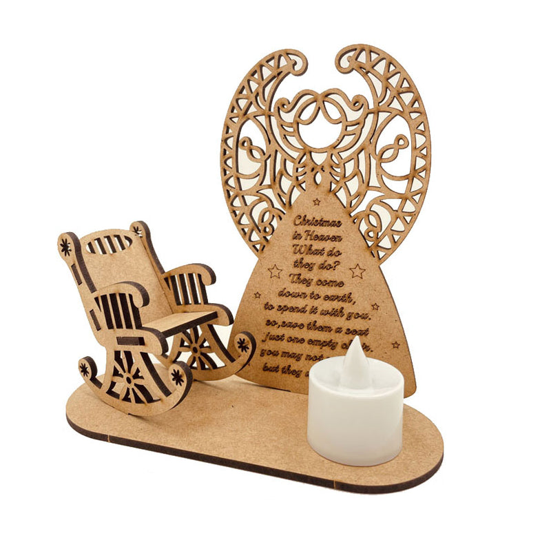 Christmas Remembrance Candle Holder Ornament Linden Wood | Rocking Chair Design, Personalisable | Memorial Keepsake Gift