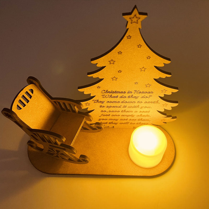Christmas Remembrance Candle Holder Ornament Linden Wood | Rocking Chair Design, Personalisable | Memorial Keepsake Gift