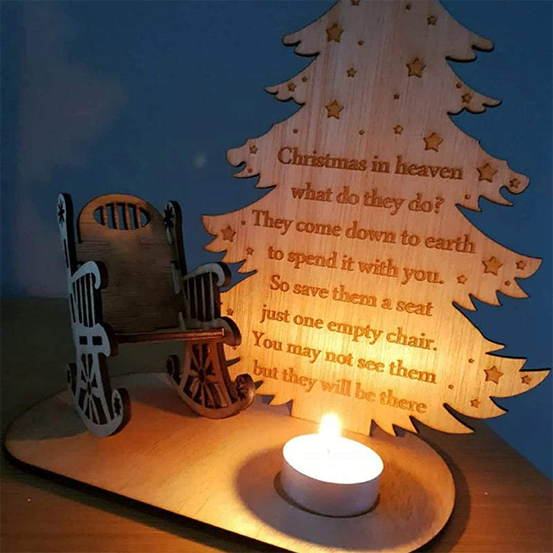 Christmas Remembrance Candle Holder Ornament Linden Wood | Rocking Chair Design, Personalisable | Memorial Keepsake Gift