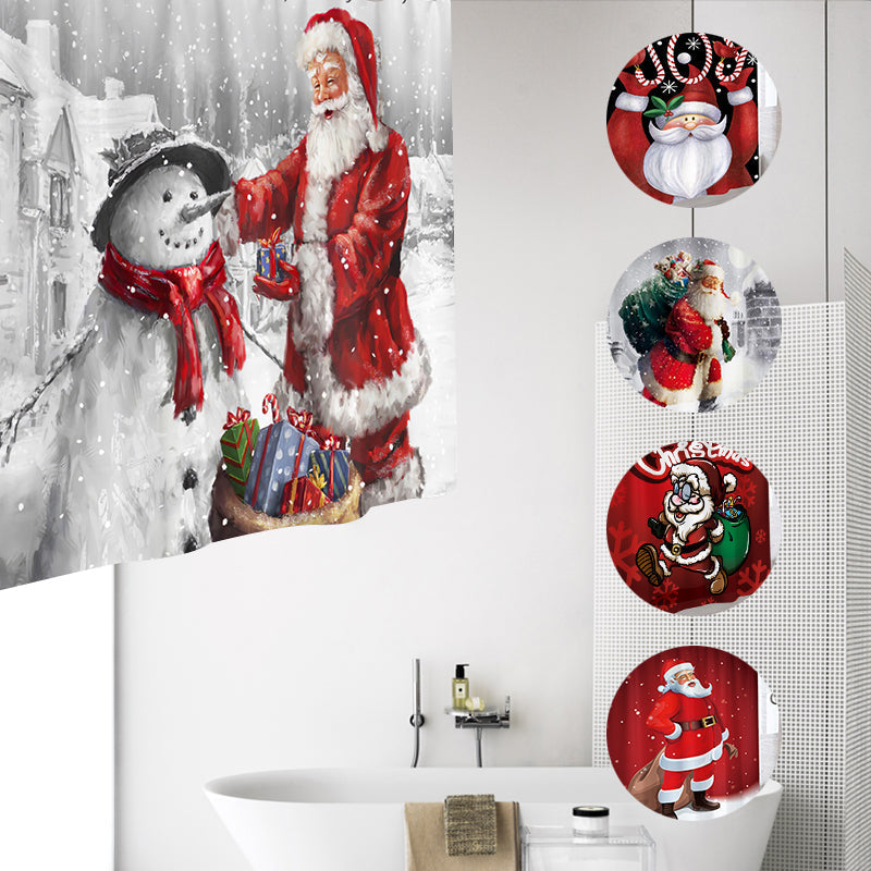 Christmas Shower Curtain Festive Print | Waterproof Polyester | Mould Resistant, Anti-Bacterial, Thick Bathroom Curtain