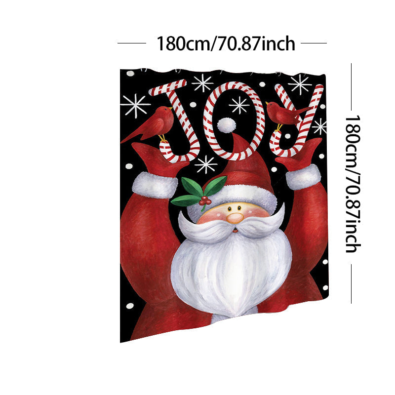 Christmas Shower Curtain Festive Print | Waterproof Polyester | Mould Resistant, Anti-Bacterial, Thick Bathroom Curtain