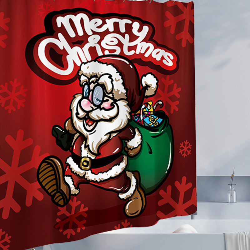 Christmas Shower Curtain Festive Print | Waterproof Polyester | Mould Resistant, Anti-Bacterial, Thick Bathroom Curtain