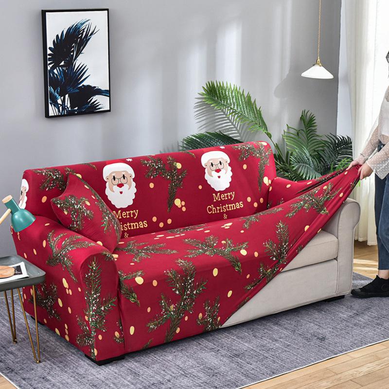 Christmas Sofa Cover Santa Claus & Penguin Designs | Stretch Elastic Fit for 1-4 Seater Sofas | Soft Polyester Protection