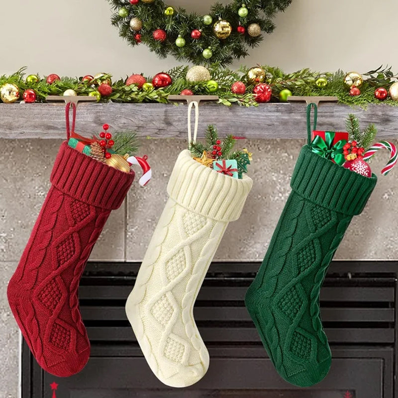 Christmas Stocking Holiday Decoration | Stretchy Acrylic Fabric Holds Small Gifts | Hangs on Mantels, Doors or Walls