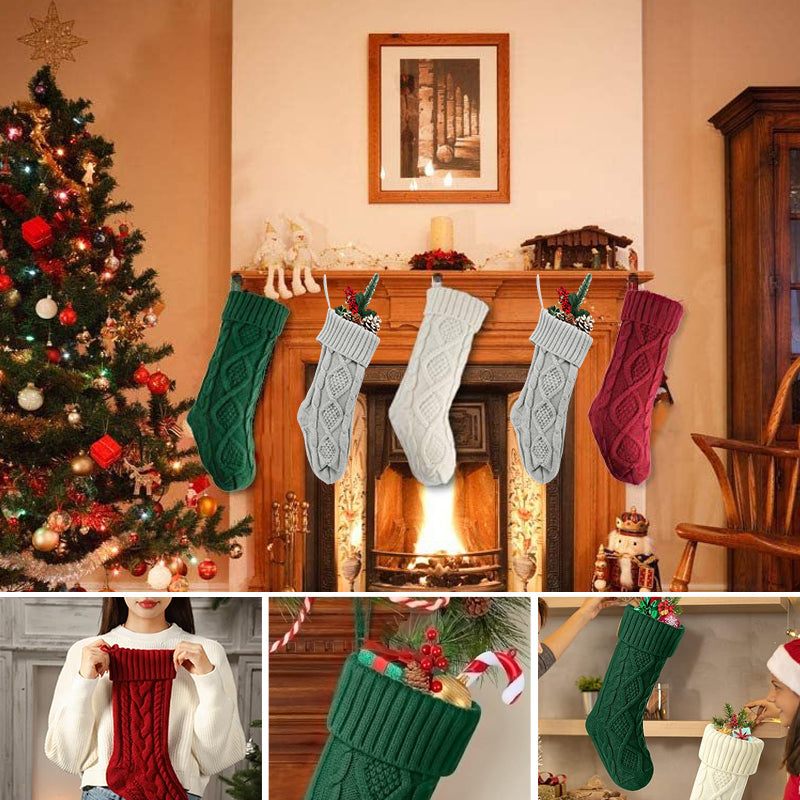 Christmas Stocking Holiday Decoration | Stretchy Acrylic Fabric Holds Small Gifts | Hangs on Mantels, Doors or Walls