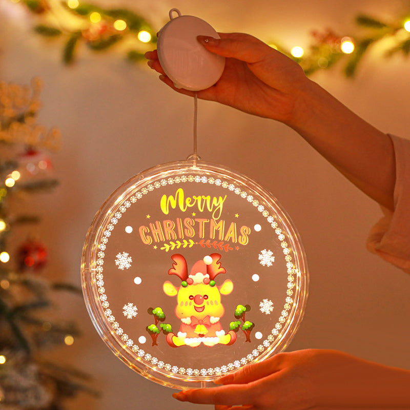 Christmas Window Hanging Lights | Suction Cup Silhouette with Battery-Powered LED | Acrylic Design, Multiple Festive Styles