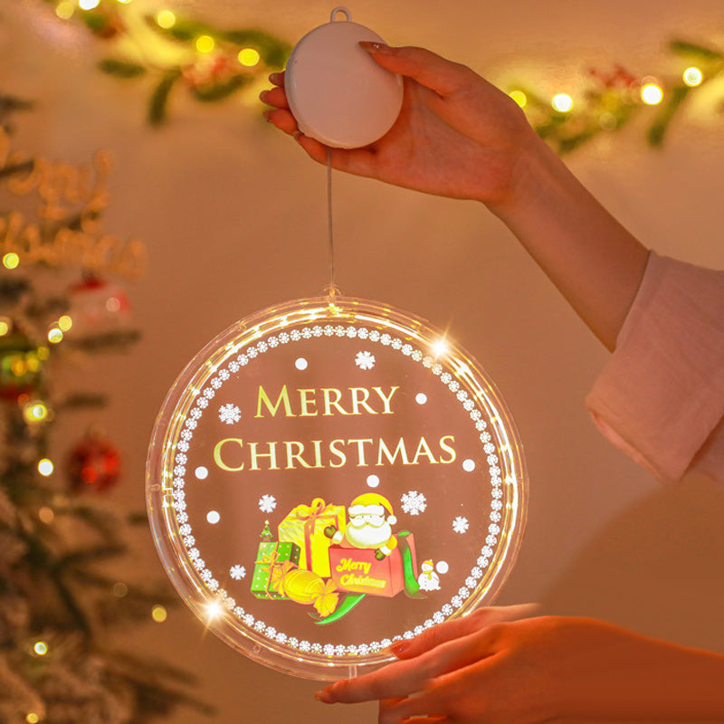Christmas Window Hanging Lights | Suction Cup Silhouette with Battery-Powered LED | Acrylic Design, Multiple Festive Styles