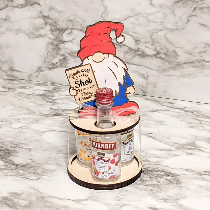 Christmas Wine Bottle Holder Figure | Penguin, Reindeer and Gnome Table Decoration Styles | Wooden Festive Centrepiece