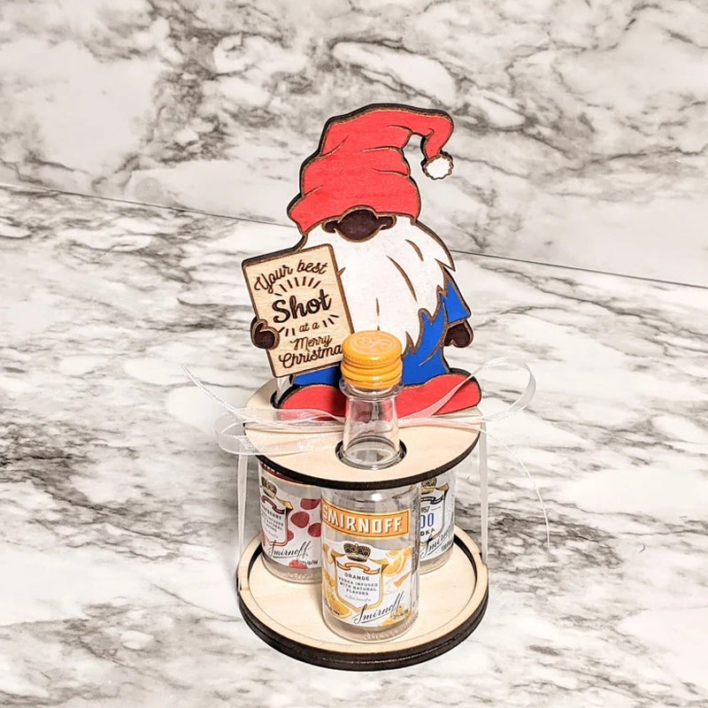 Christmas Wine Bottle Holder Figure | Penguin, Reindeer and Gnome Table Decoration Styles | Wooden Festive Centrepiece