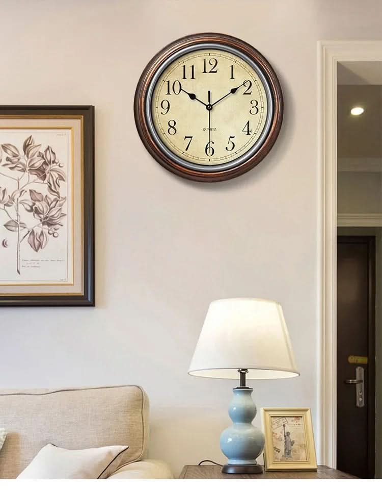 Classic Wall Clock - Silent Mechanism - 30 cm Brown Finish