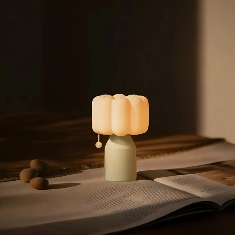 Cloud Table Lamp Silicone | Rechargeable Touch Control, 12-Hour Battery | Green, Pink or Yellow, 11.9 x 8 x 8 cm