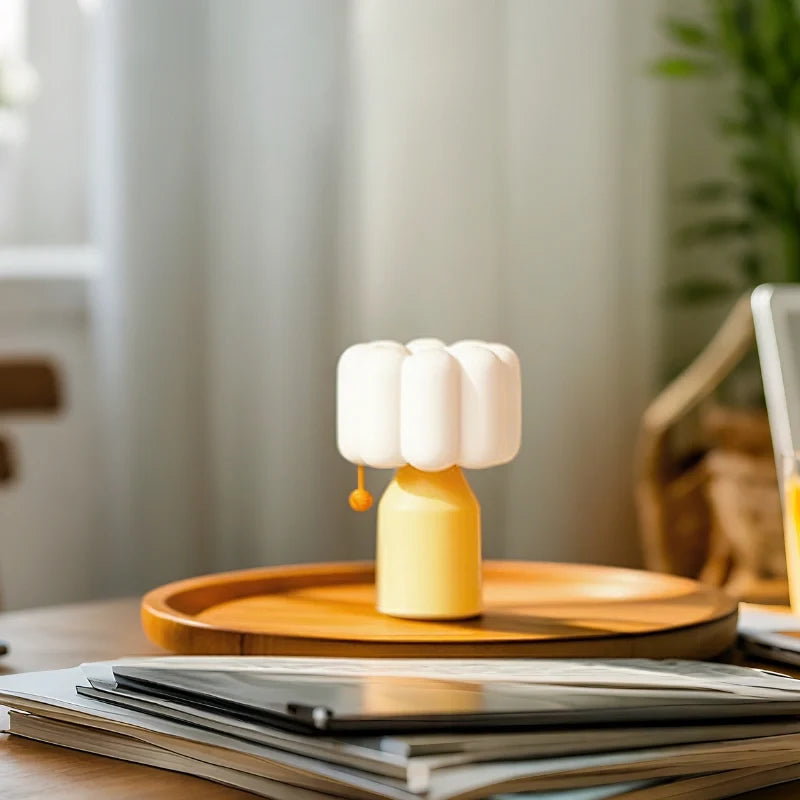 Cloud Table Lamp Silicone | Rechargeable Touch Control, 12-Hour Battery | Green, Pink or Yellow, 11.9 x 8 x 8 cm