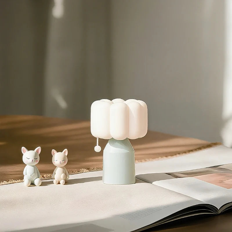 Cloud Table Lamp Silicone | Rechargeable Touch Control, 12-Hour Battery | Green, Pink or Yellow, 11.9 x 8 x 8 cm