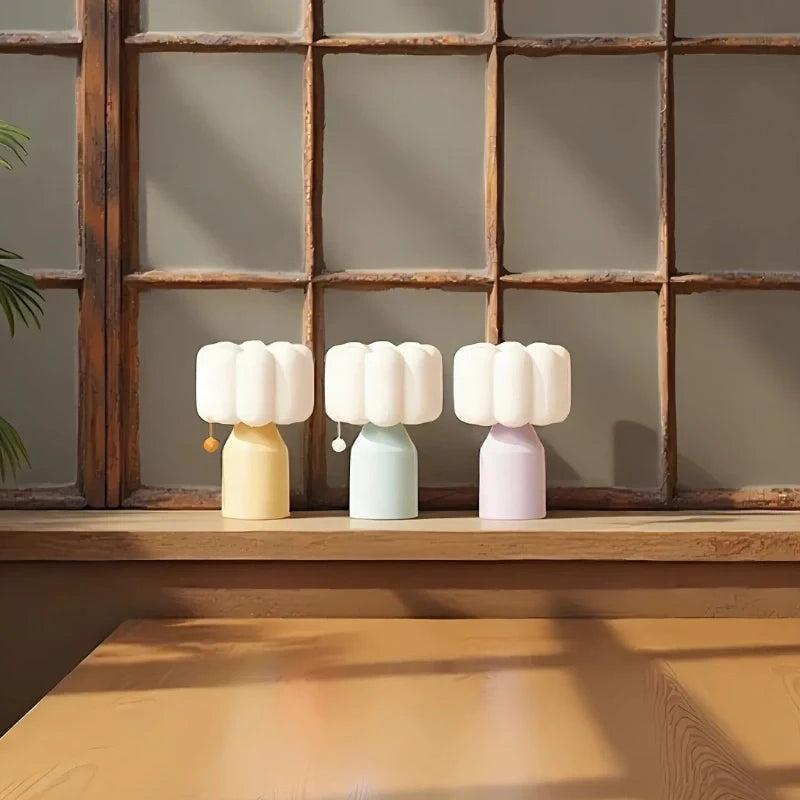 Cloud Table Lamp Silicone | Rechargeable Touch Control, 12-Hour Battery | Green, Pink or Yellow, 11.9 x 8 x 8 cm