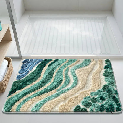 CoastalHome | Non-Slip Bath Mat – Wavy Pattern Microfiber Design 2