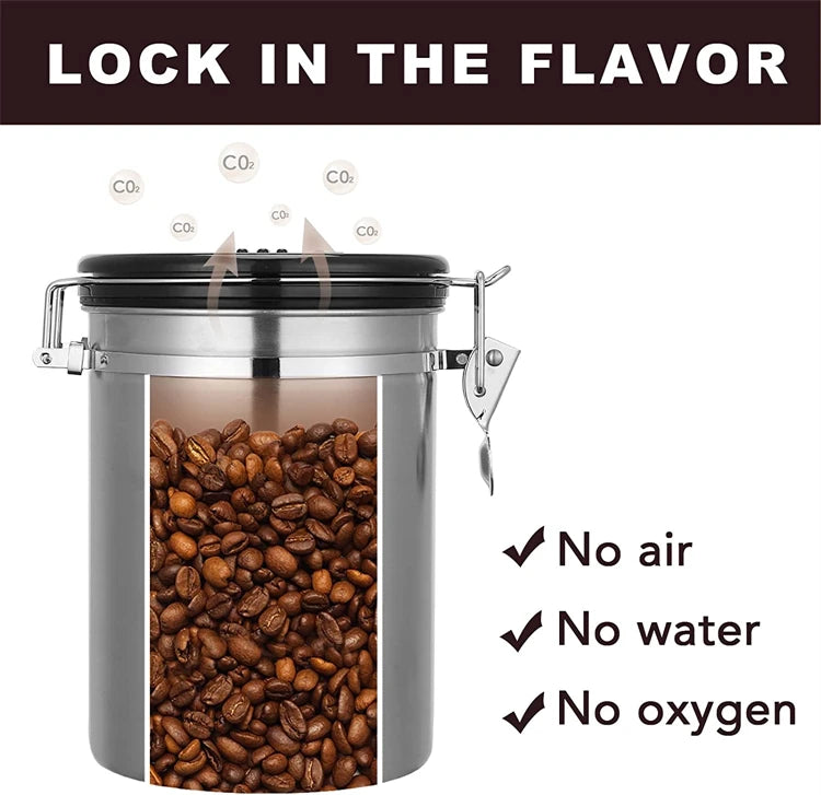 Coffee Container | Lever Clamp Lid, Dial And Front Scoop