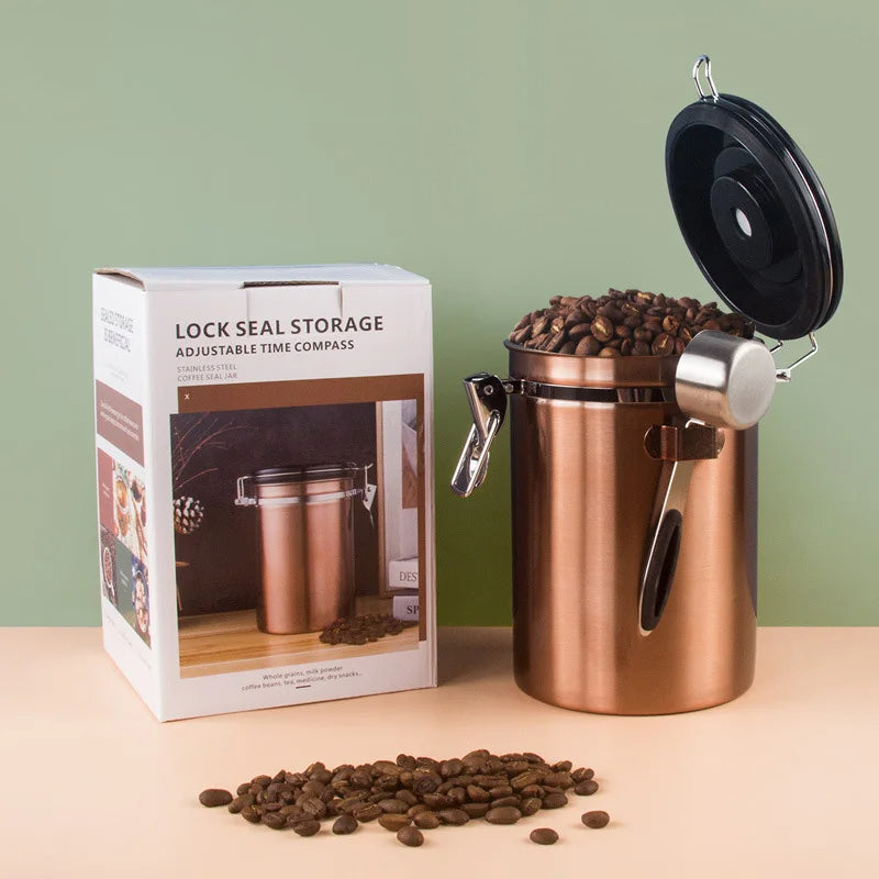 Coffee Container | Lever Clamp Lid, Dial And Front Scoop
