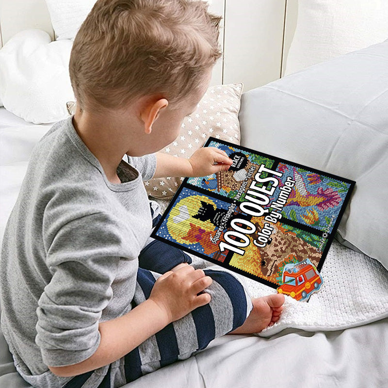 Colour by Numbers Activity Book | 100 Mosaic Designs on Black Backgrounds | Relaxing Creative Hobby for All Ages