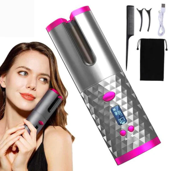 Cordless Rechargeable Curling Iron | Ceramic Coating, USB-C Charging & LCD Display | Curls in 8 Seconds, Travel Friendly 4