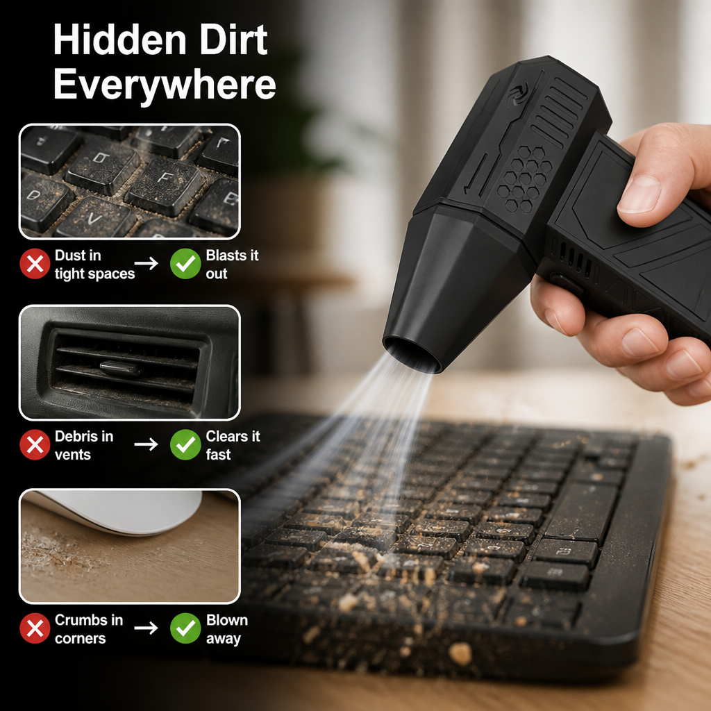 Cordless Air Duster | Brushless Motor with Rechargeable Battery | Up to 40 Minutes Runtime, Portable Dust Blower