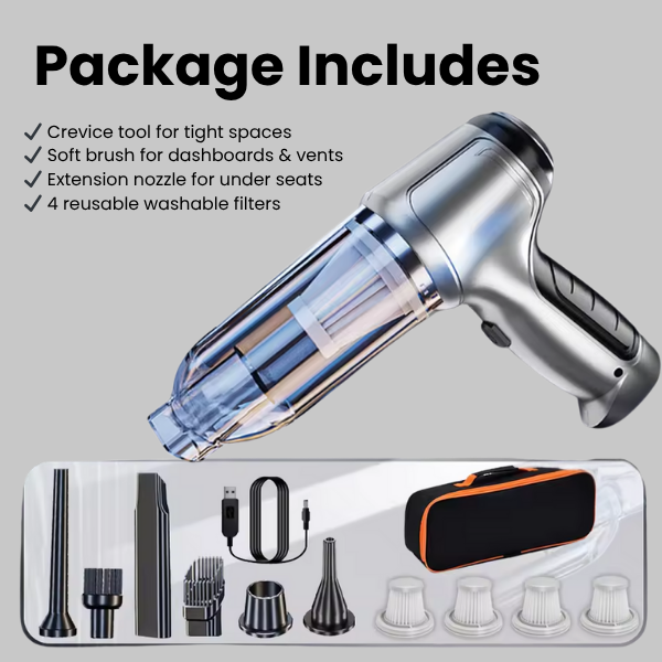 Cordless Car Vacuum Cleaner | 95,000PA Suction, Vacuum & Blower Modes | USB-C Rechargeable, 20-Day Battery Life