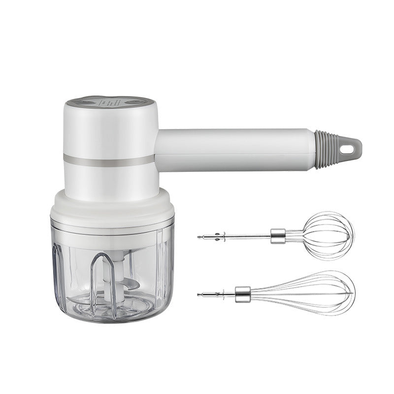 Cordless Electric Mixer with Whisk, Chopper & Blender | USB Rechargeable, 3 Speeds + Turbo | Splatter-Free Mixing & Chopping